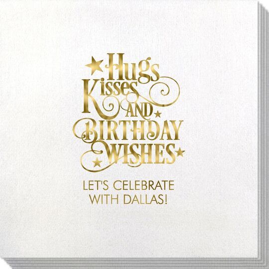 Hugs Kisses and Birthday Wishes Bamboo Luxe Napkins
